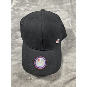 NWT Champion Classic Twill Men's One Size‎ Black Adjustable Strapback Cap Hat